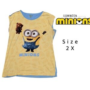 Minions Pajama Top by Illumination – Size 2X – Sleeveless Yellow & Blue